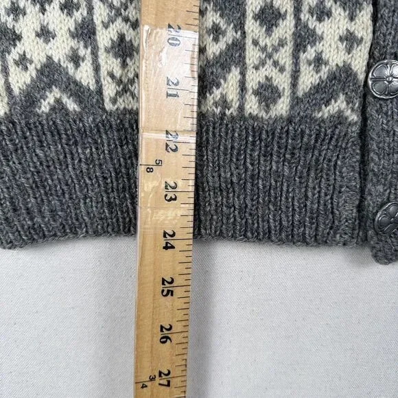 Vintage Unbranded Fair Isle Wool Knit Cardigan Women’s Medium Gray Beige Sweater - Picture 15 of 16
